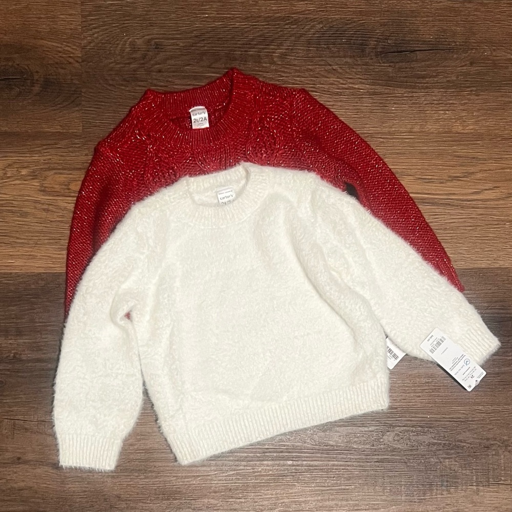 Carter's Cozy Red and White Kids Sweater Set